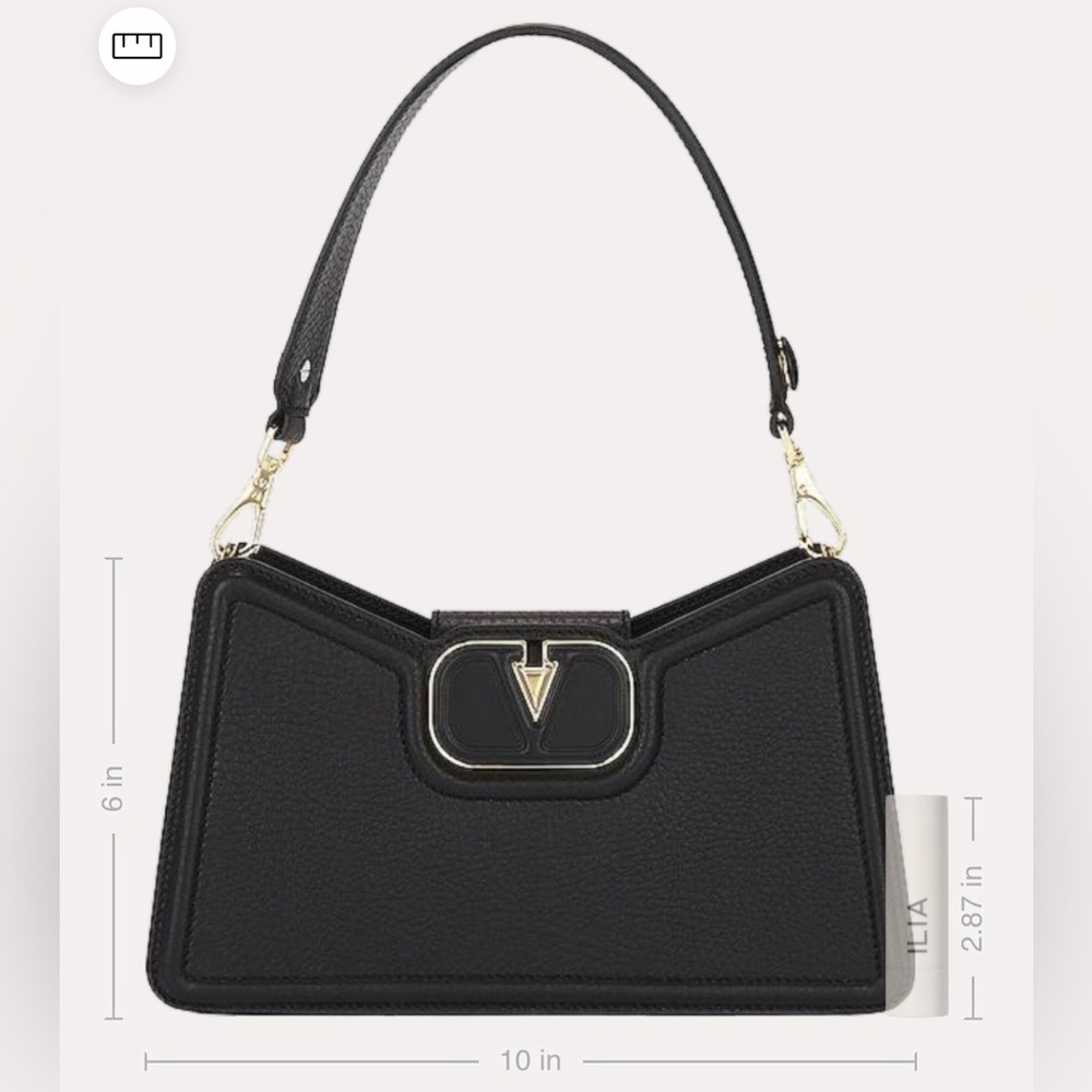NWT Valentino Black Shoulder Bag with Gold Accents - Picture 6 of 7